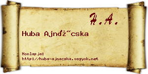 Huba Ajnácska névjegykártya